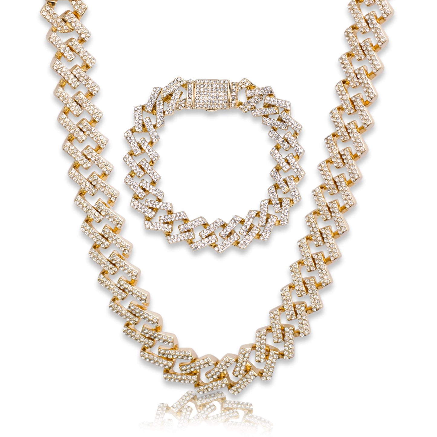 Iced Out Prong Cuban Chain & Bracelet - 15mm