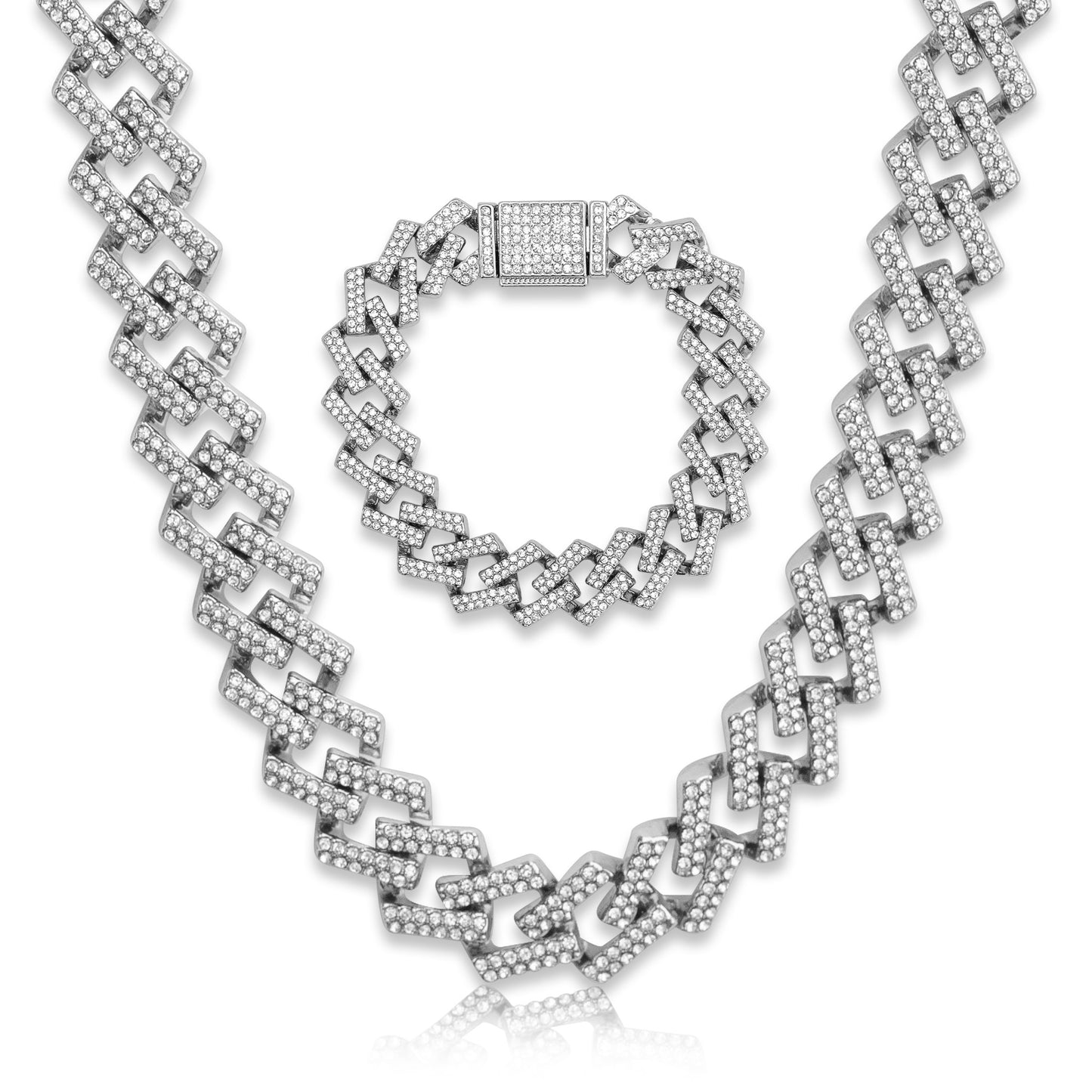 Iced Out Prong Cuban Chain & Bracelet - 15mm