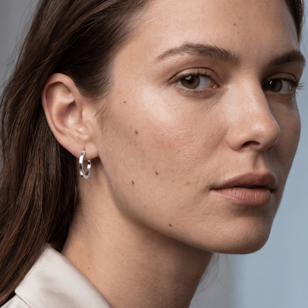 2mm x 18mm Square Tube Hoop Earrings