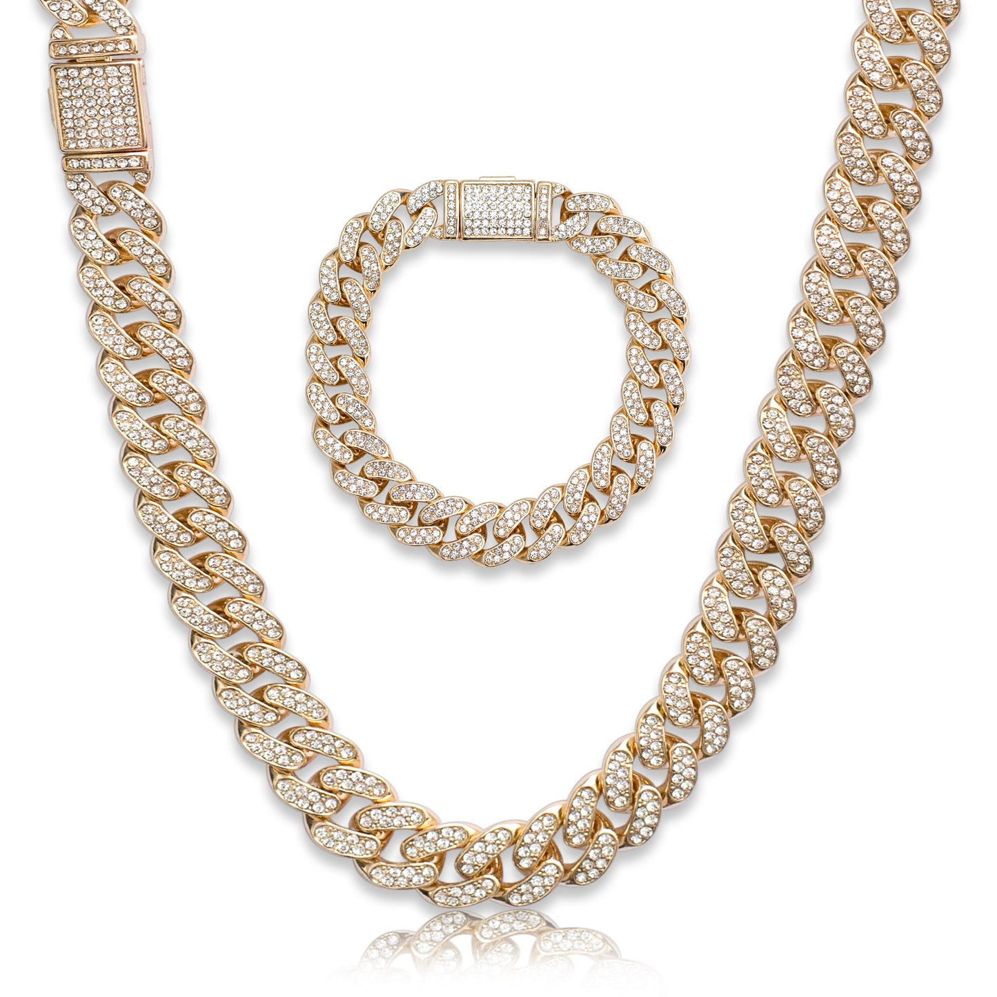 Iced Miami Cuban Link Chain & Bracelet - 13mm