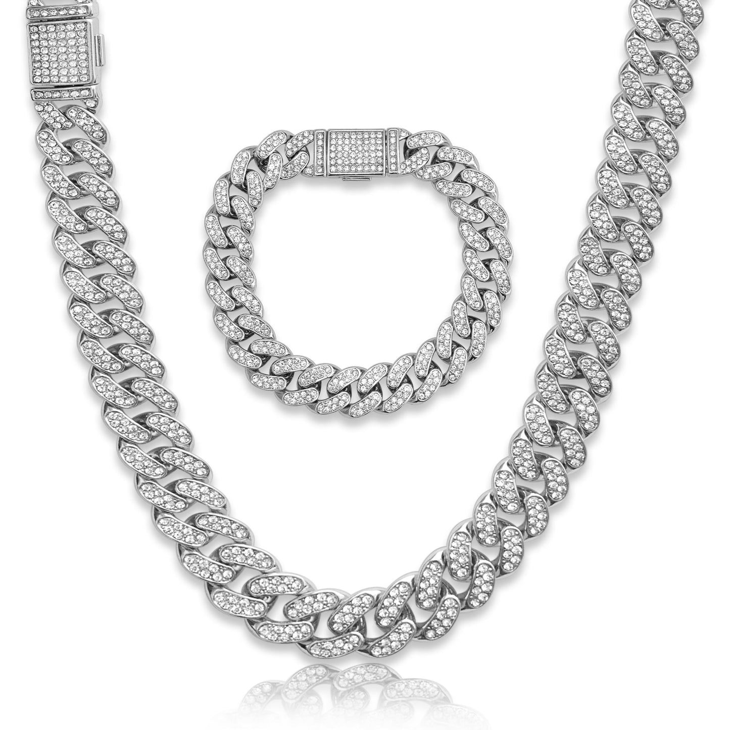 Iced Miami Cuban Link Chain & Bracelet - 13mm