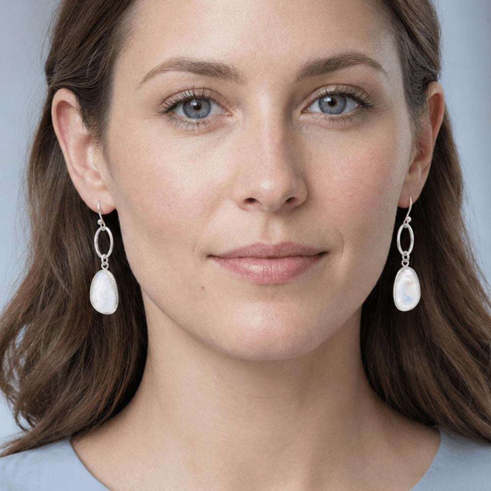 Rainbow Moonstone Drop Earrings