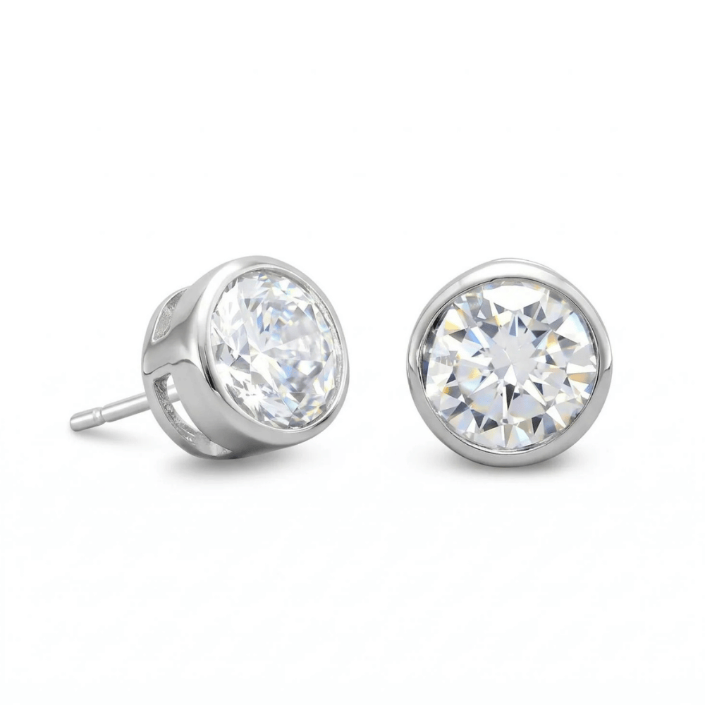 4mm Bezel Set CZ Stud Earrings