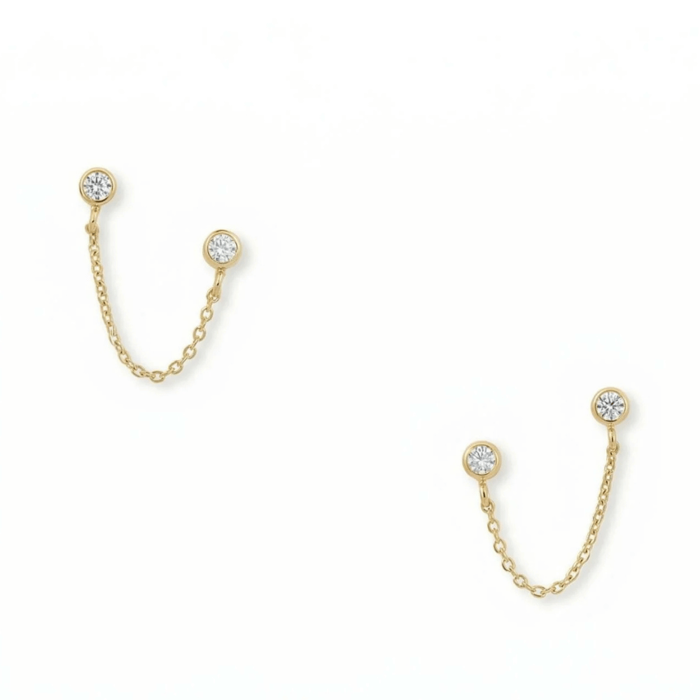 Round CZ Double Post Earrings