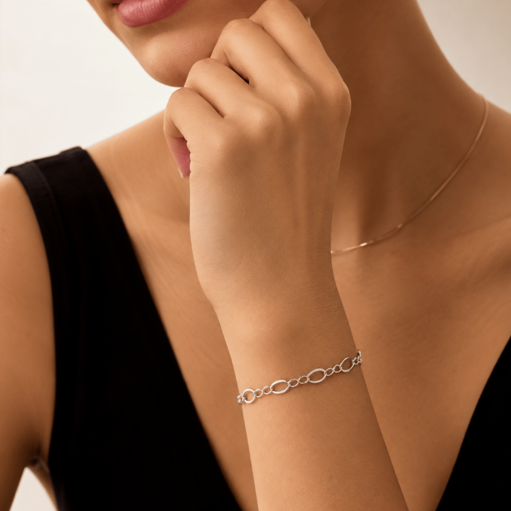 925 Sterling Silver Figure 8 Charm Bracelet - 5.5mm - view 4