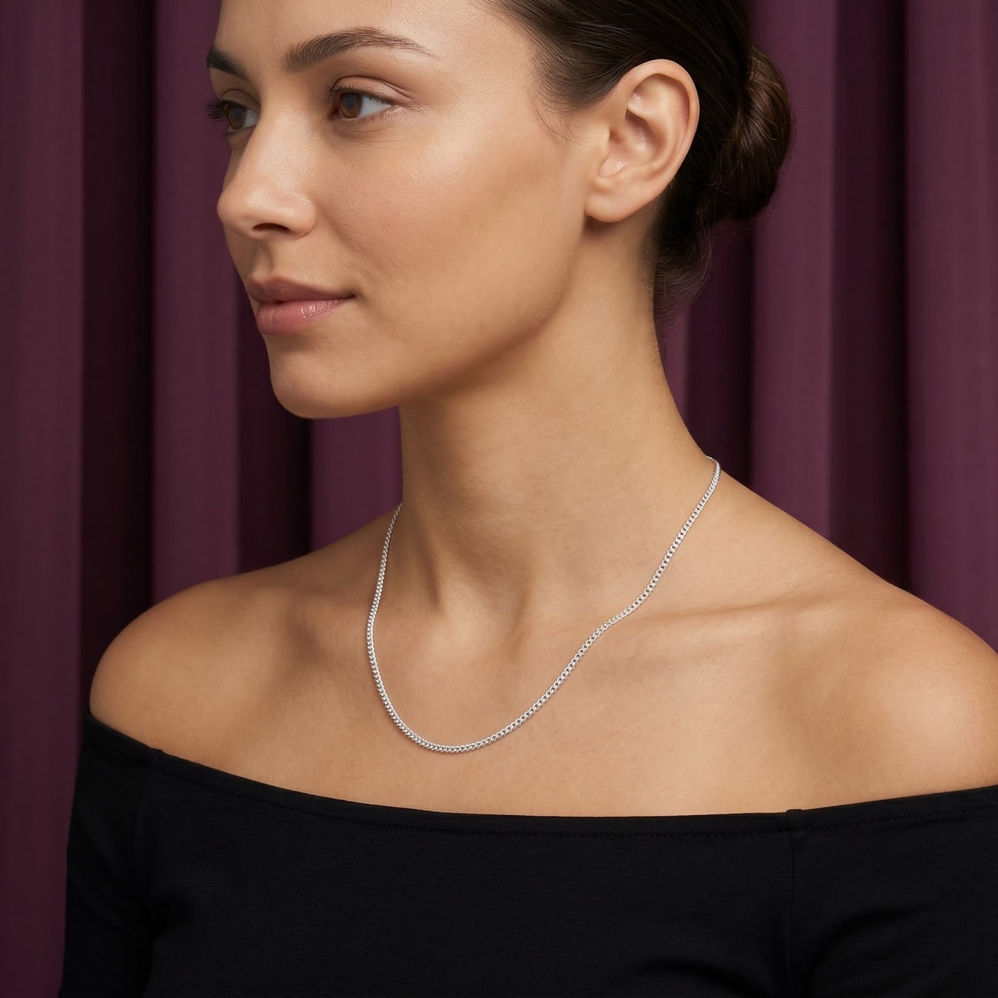 925 Sterling Silver Curb Chain Necklace - 1.4mm