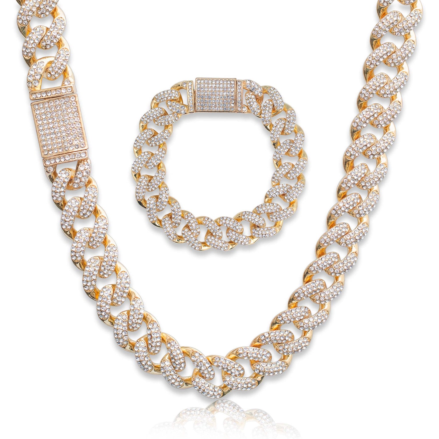 Iced Out Miami Cuban Link Chain & Bracelet - 15mm