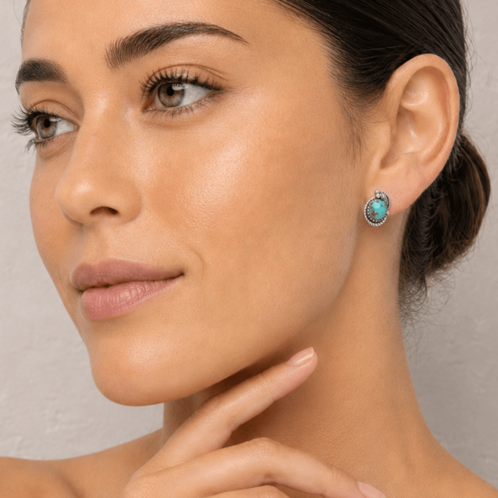 Southwest Style Reconstituted Turquoise Stud Earrings