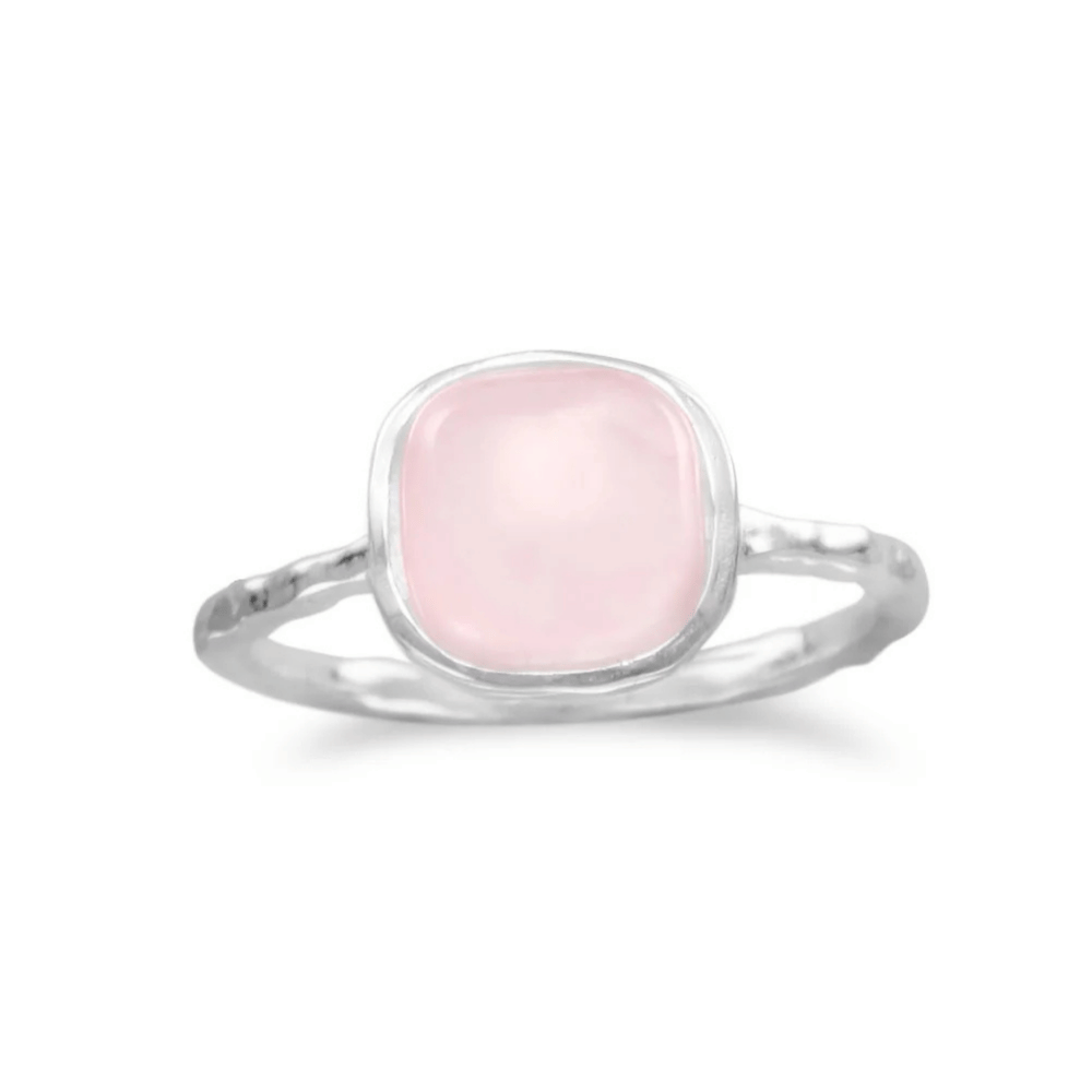 Textured 7.5mm Square Stone Ring