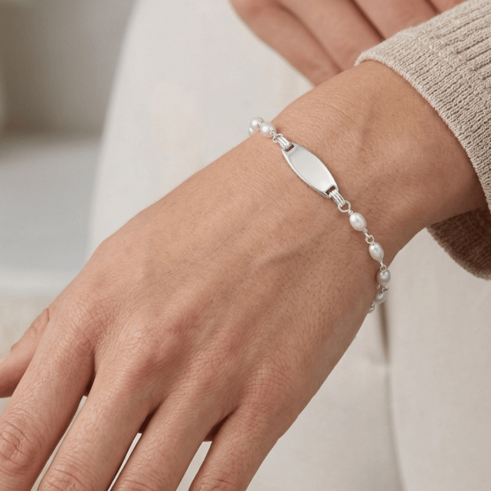 5" + 1" Cultured Freshwater Pearl ID Bracelet