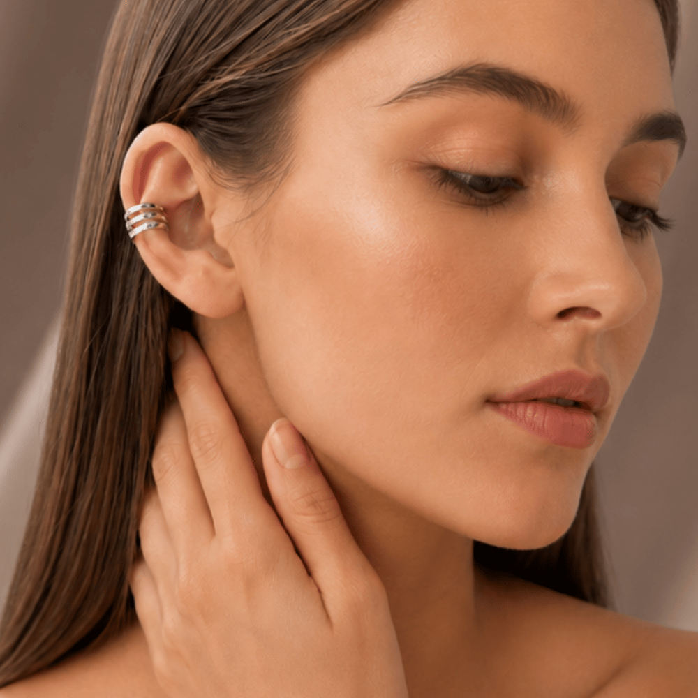 Polished Three Row Ear Cuffs