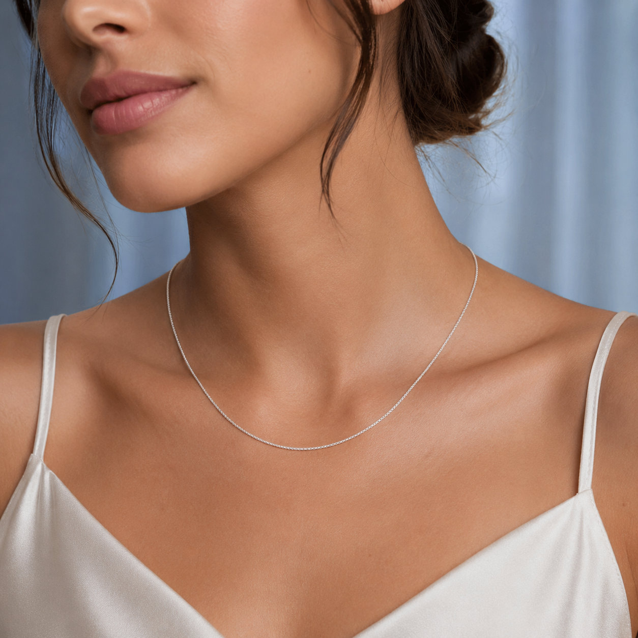 925 Sterling Silver Light Box Chain Necklace - 1.1mm