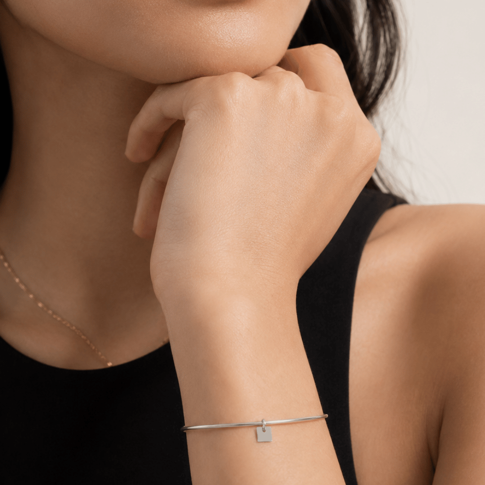 Wire Bangle with Bead Ends
