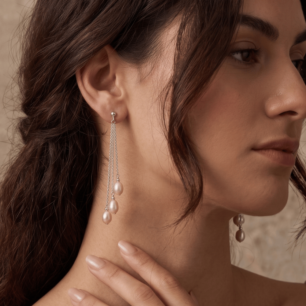 Cultured Freshwater Pearls Chain Drop Earrings