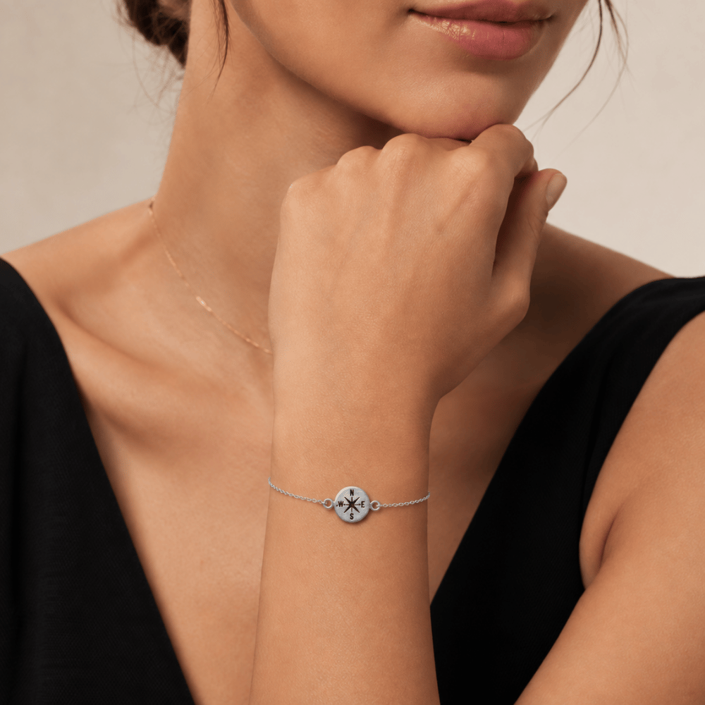 Keep It Moving! 7"+.5" Hammered Compass Bracelet