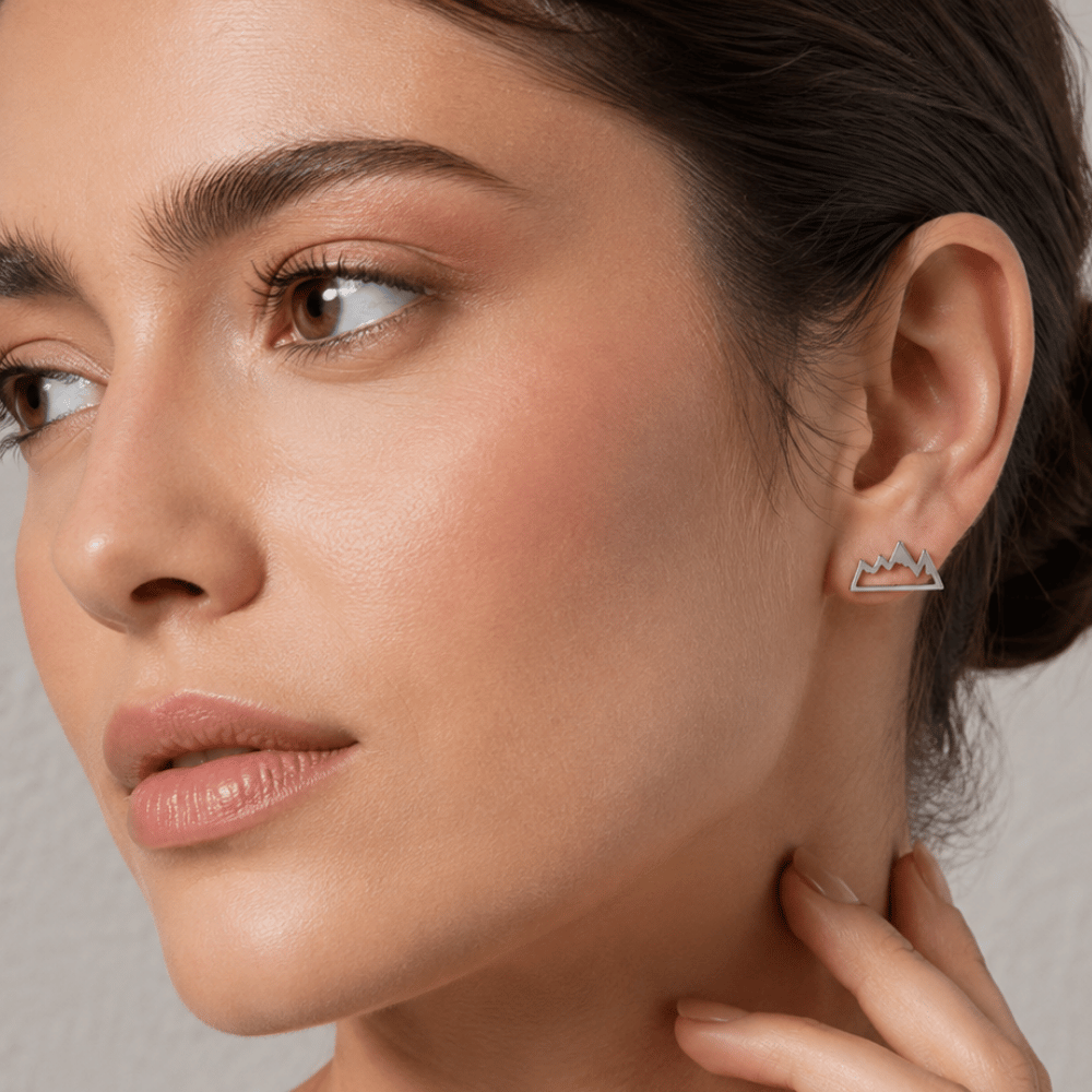 Rhodium Plated Mountain Range Earrings