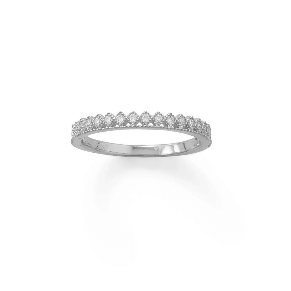 Cubic Zirconia Thin Crown Design Ring