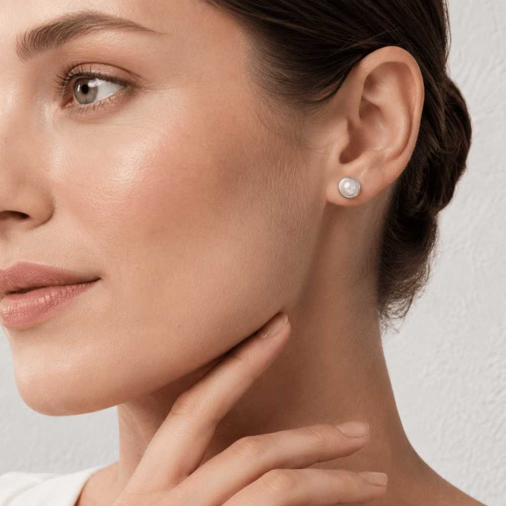 Cultured Freshwater Button Pearl Stud Earrings
