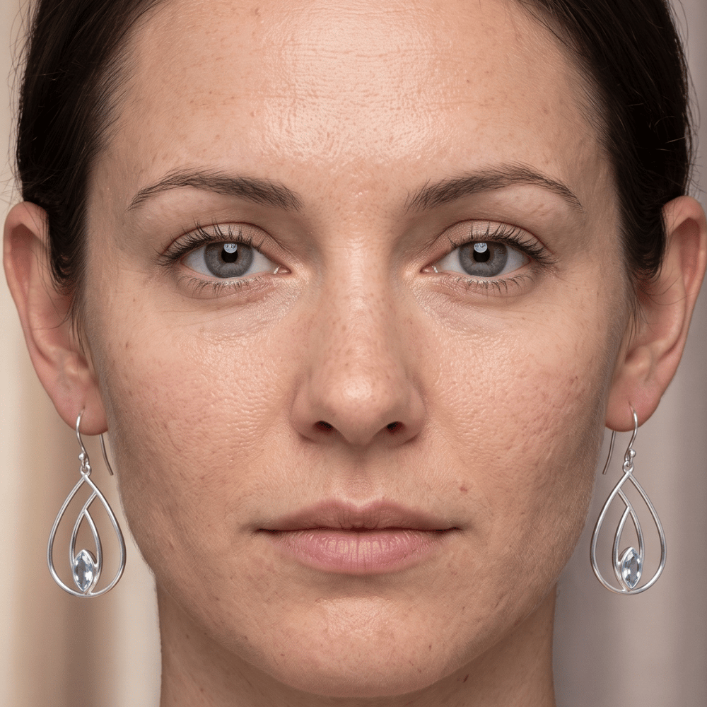 Polished Blue Topaz French Wire Pear Earrings