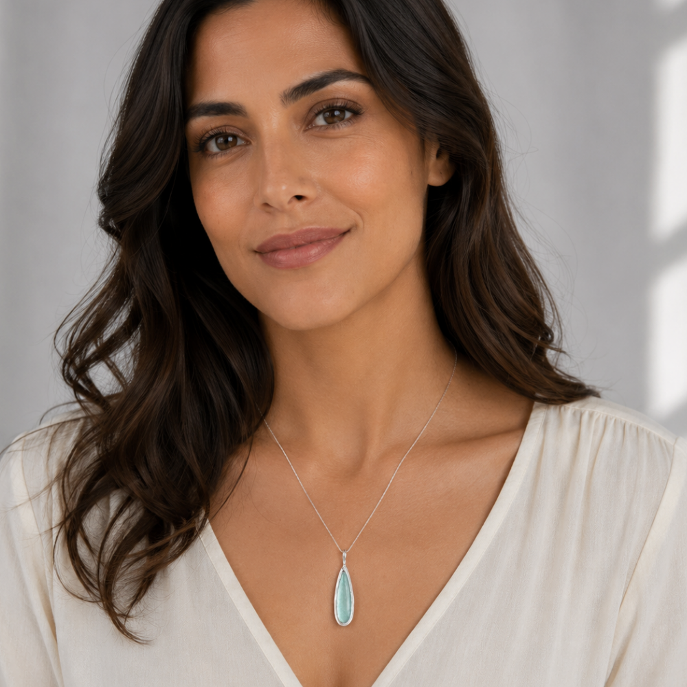 Ancient Roman Glass Pear Drop Necklace
