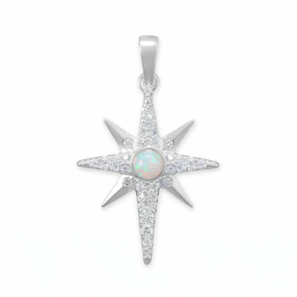 Synthetic Opal and CZ Star Pendant