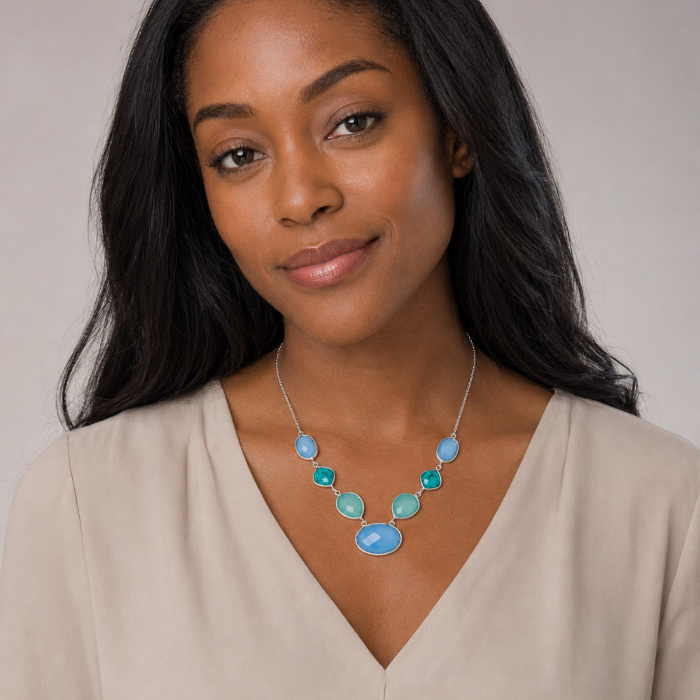 Stabilized Turquoise and Chalcedony Necklace