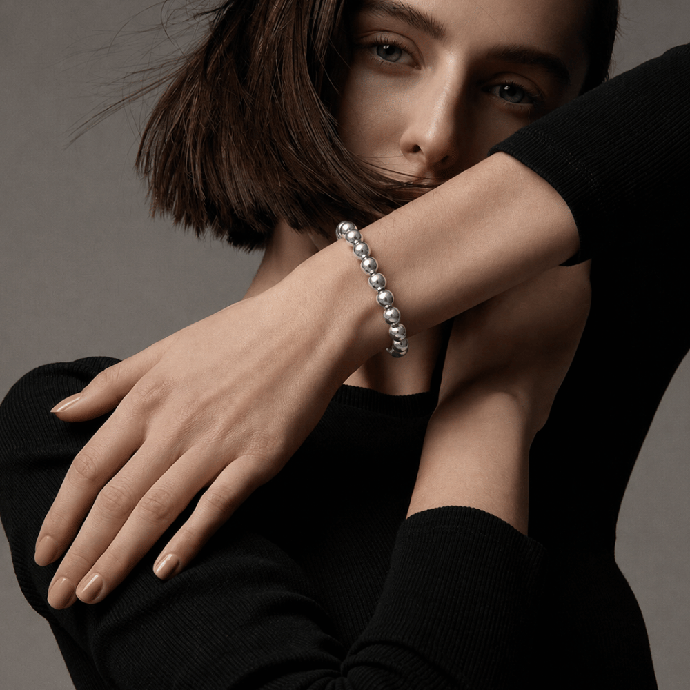 8" 8mm Stainless Steel Bead Stretch Bracelet