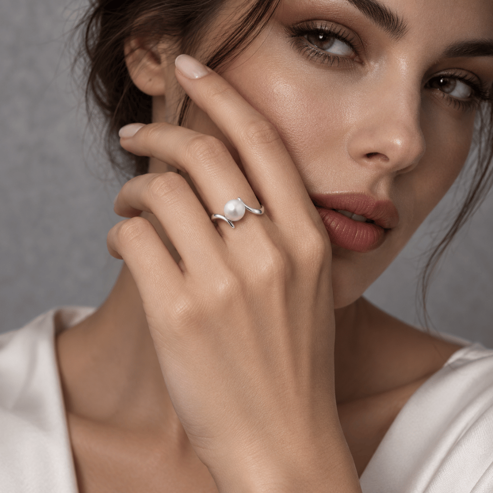 Crossover Design Cultured Freshwater Pearl Ring