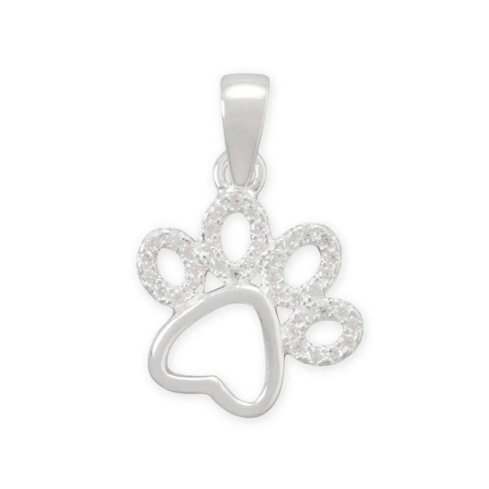 CZ Paw Print Pendant