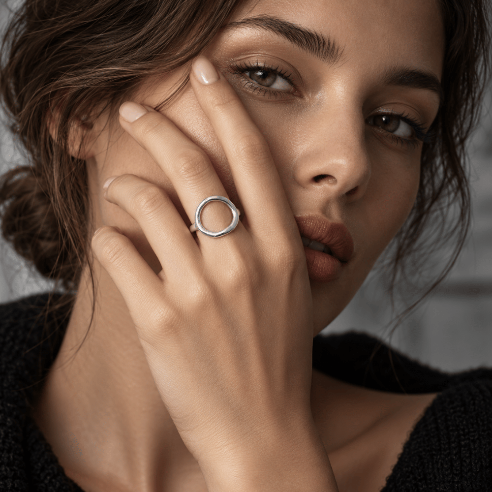 Textured Open Circle Ring