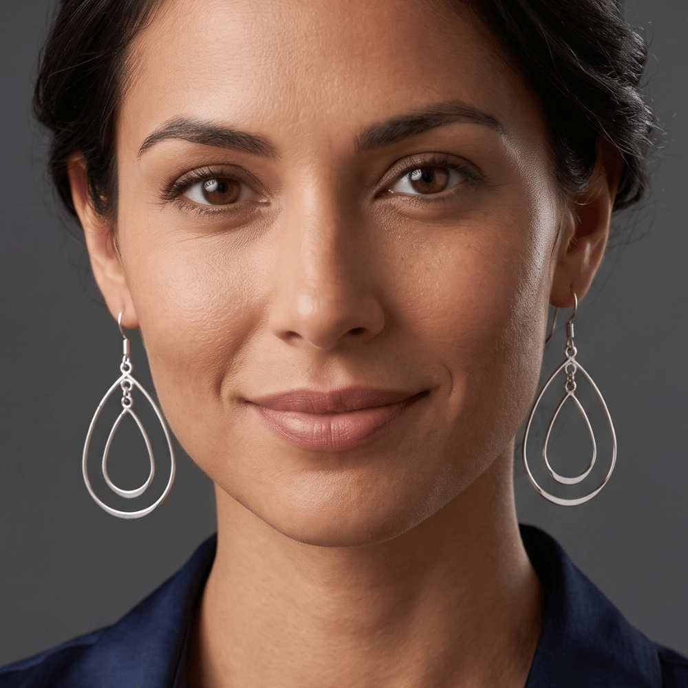 Double Pear Shape French Wire Earrings