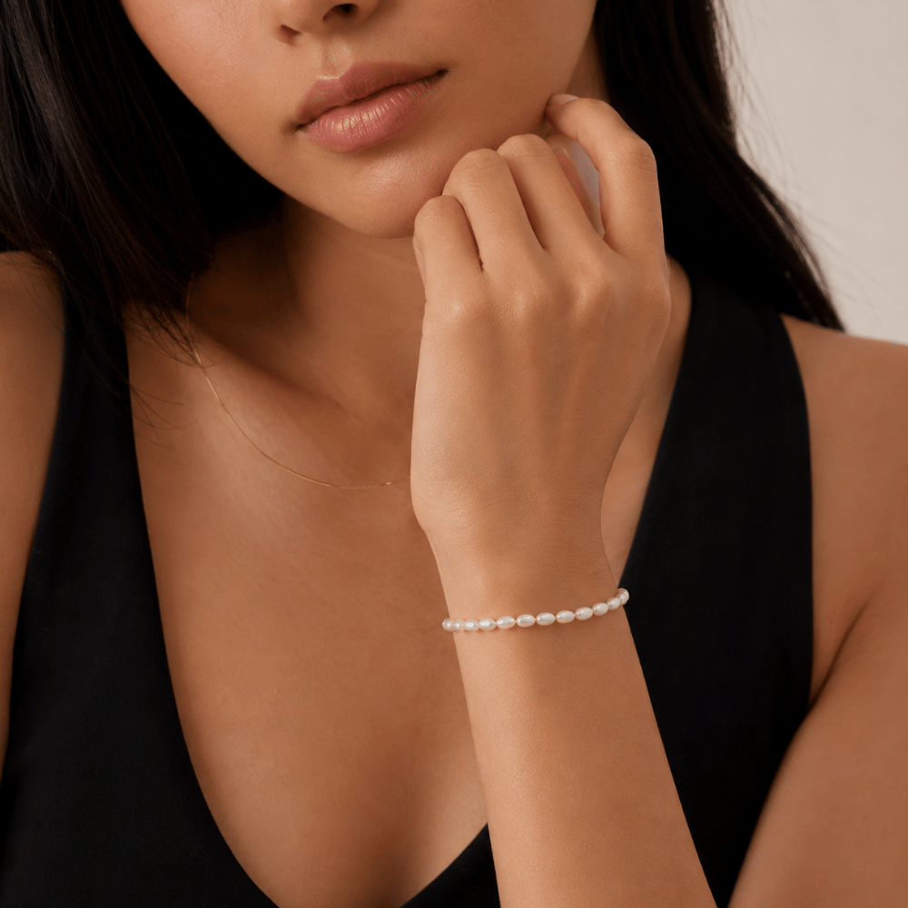 5-inch+1-inch 14/20 Gold Filled Cultured Freshwater Rice Pearl Bracelet - view 3