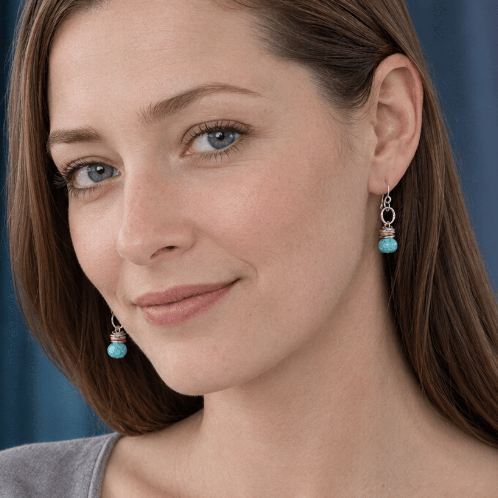 Two Tone Turquoise Drop Earrings