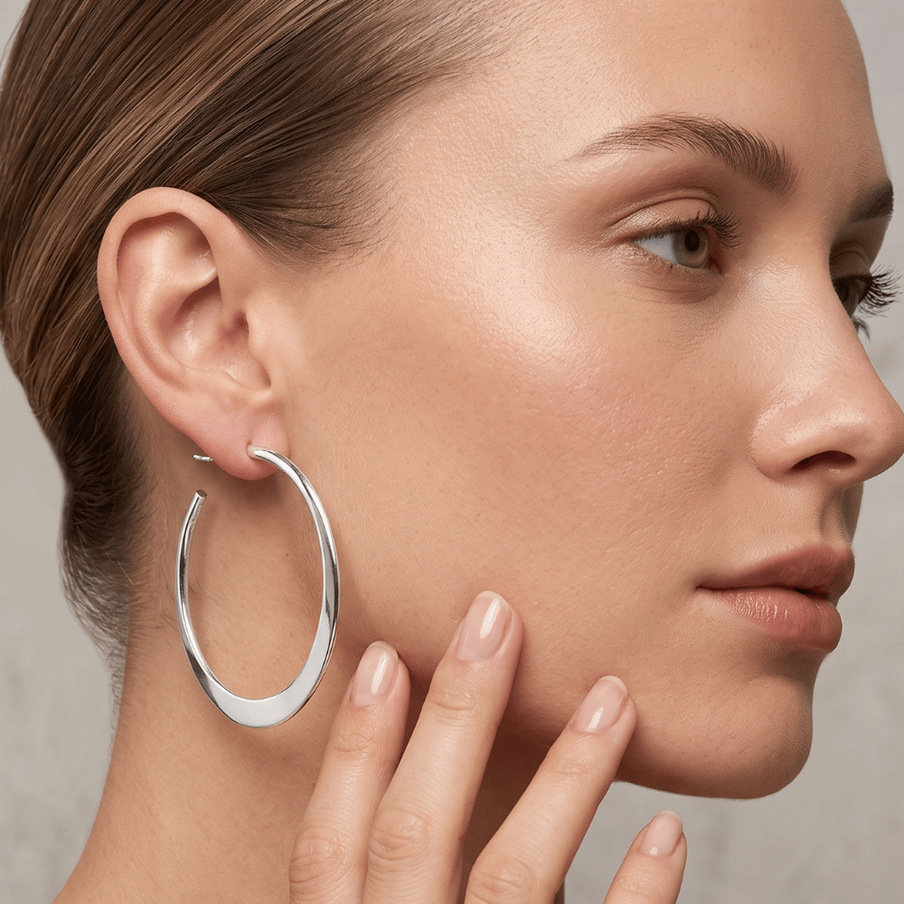 Flat Tapered 3/4 Hoop Earrings
