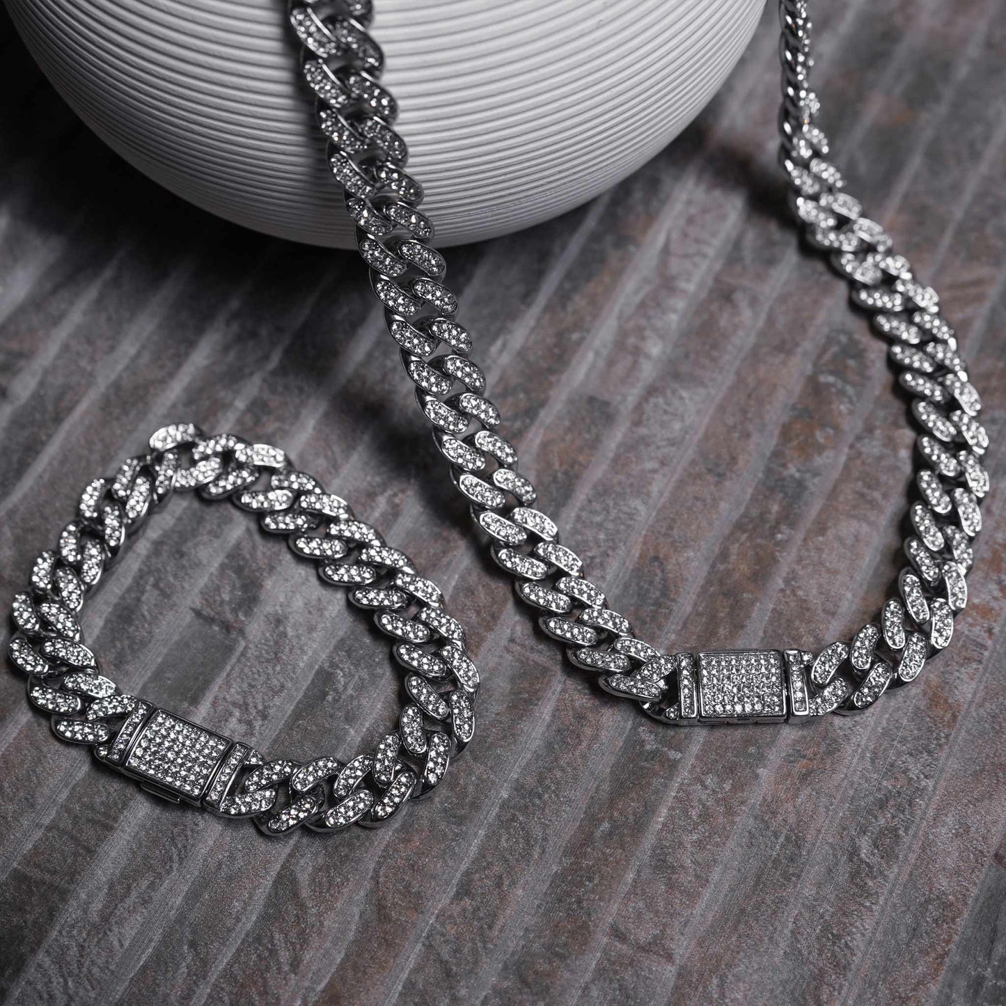 Iced Miami Cuban Link Chain & Bracelet - 13mm