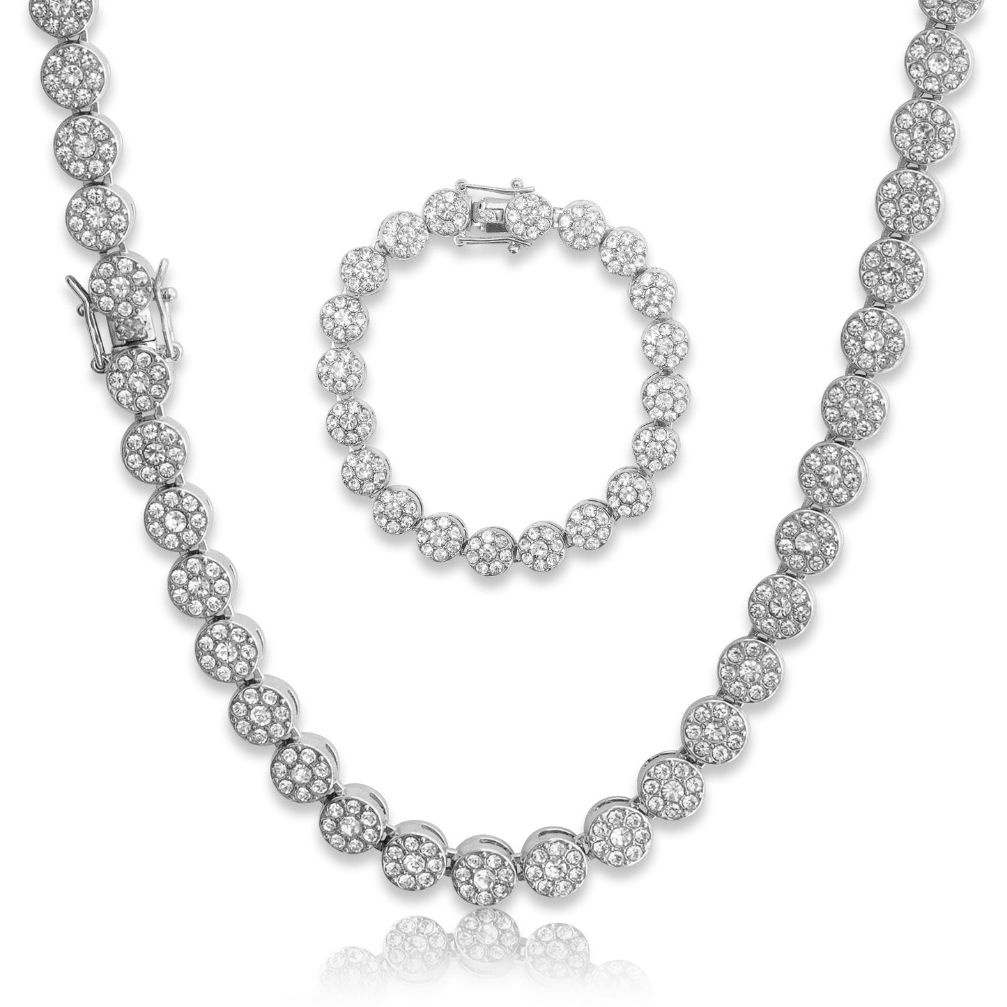 Clustered Iced Tennis Chain & Bracelet - 10mm