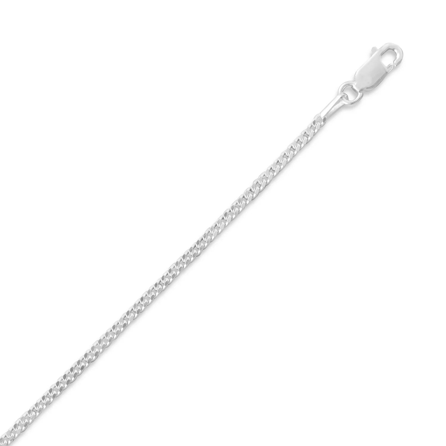925 Sterling Silver Curb Chain Necklace - 2mm