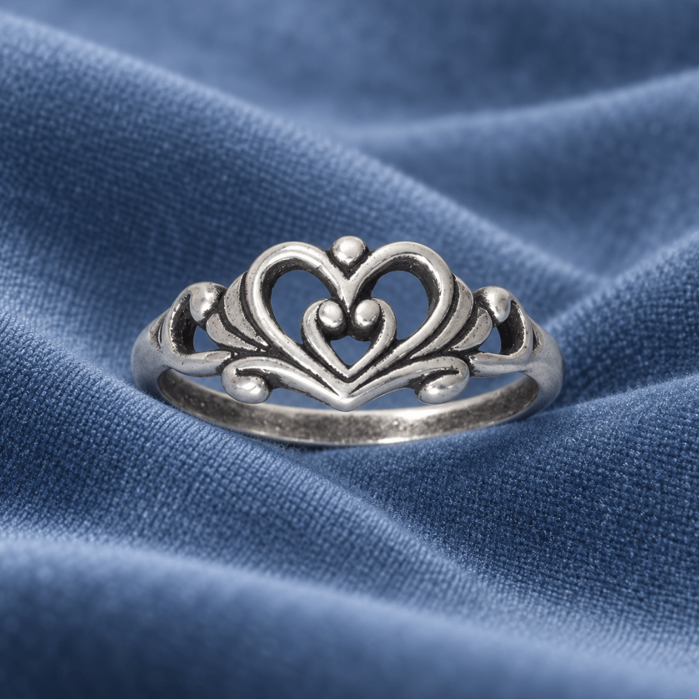 Double Heart and Swirl Design Ring