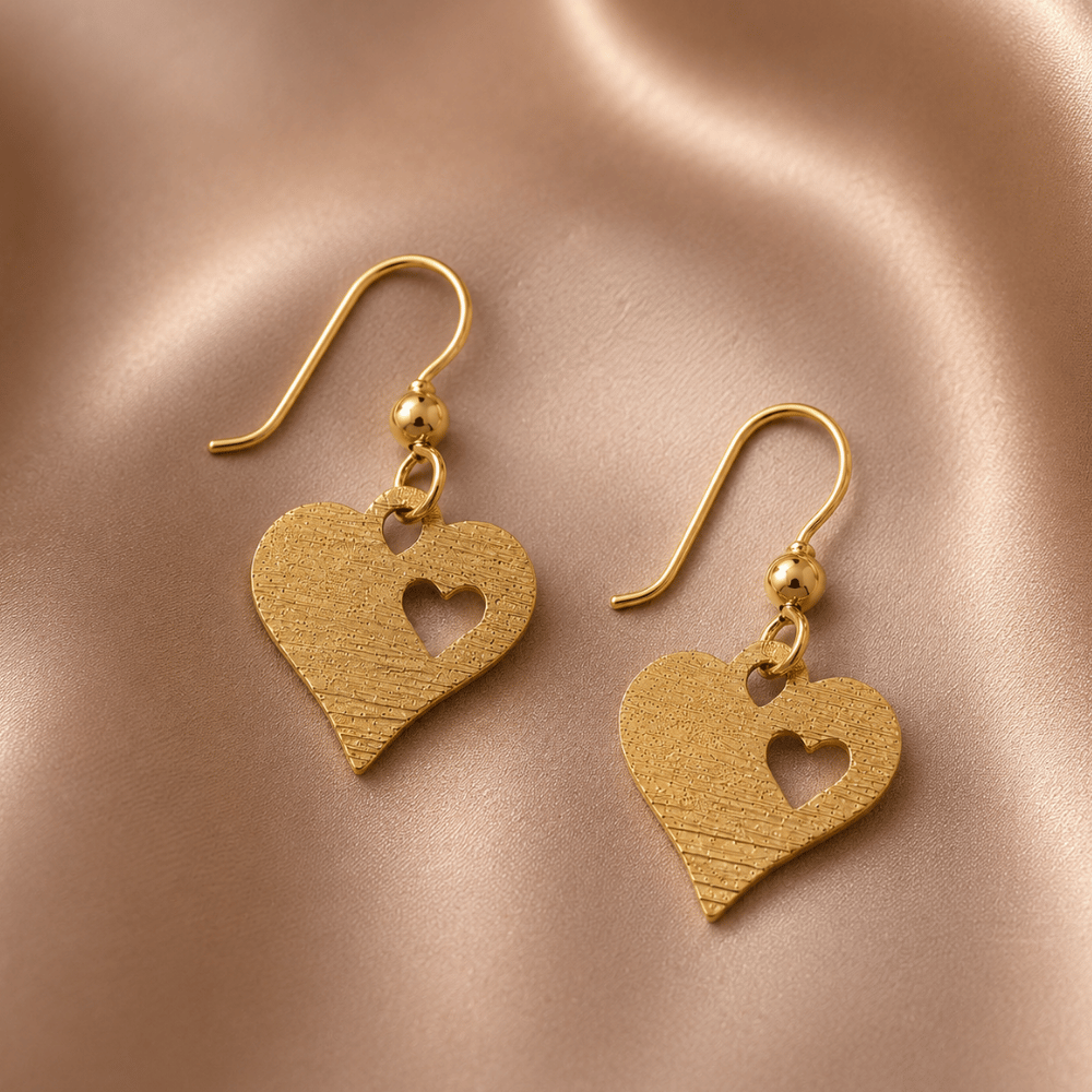 Laser-Cut Cutout Heart French Wire Earrings
