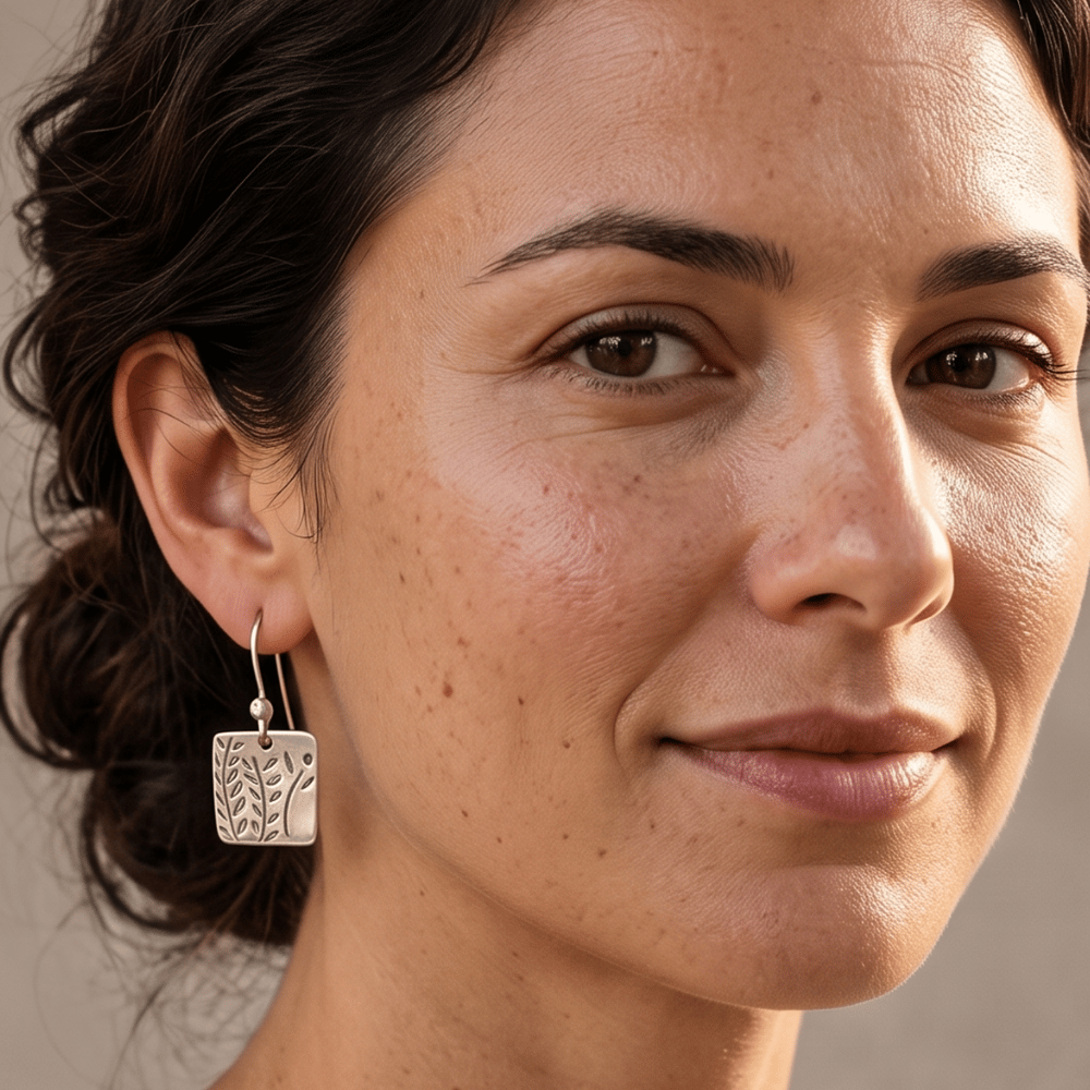 French Wire Earrings with Fern Design