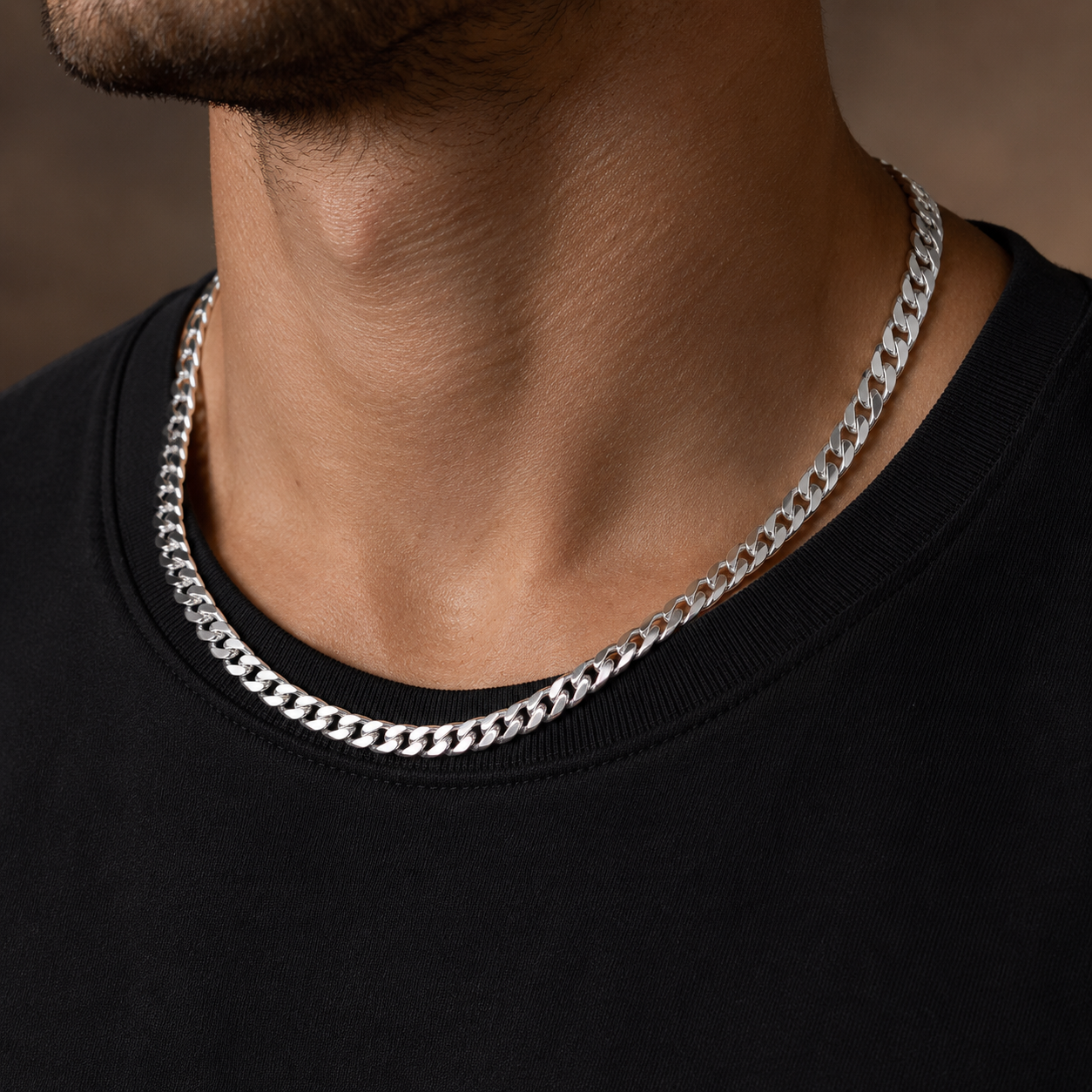 925 Sterling Silver Beveled Curb Chain Necklace - 5.7mm