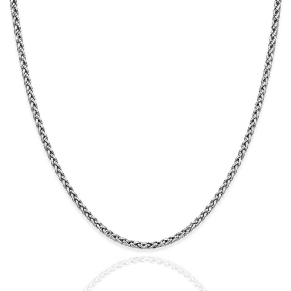 925 Sterling Silver Oxidized French Wheat Chain Necklace - 1.8mm