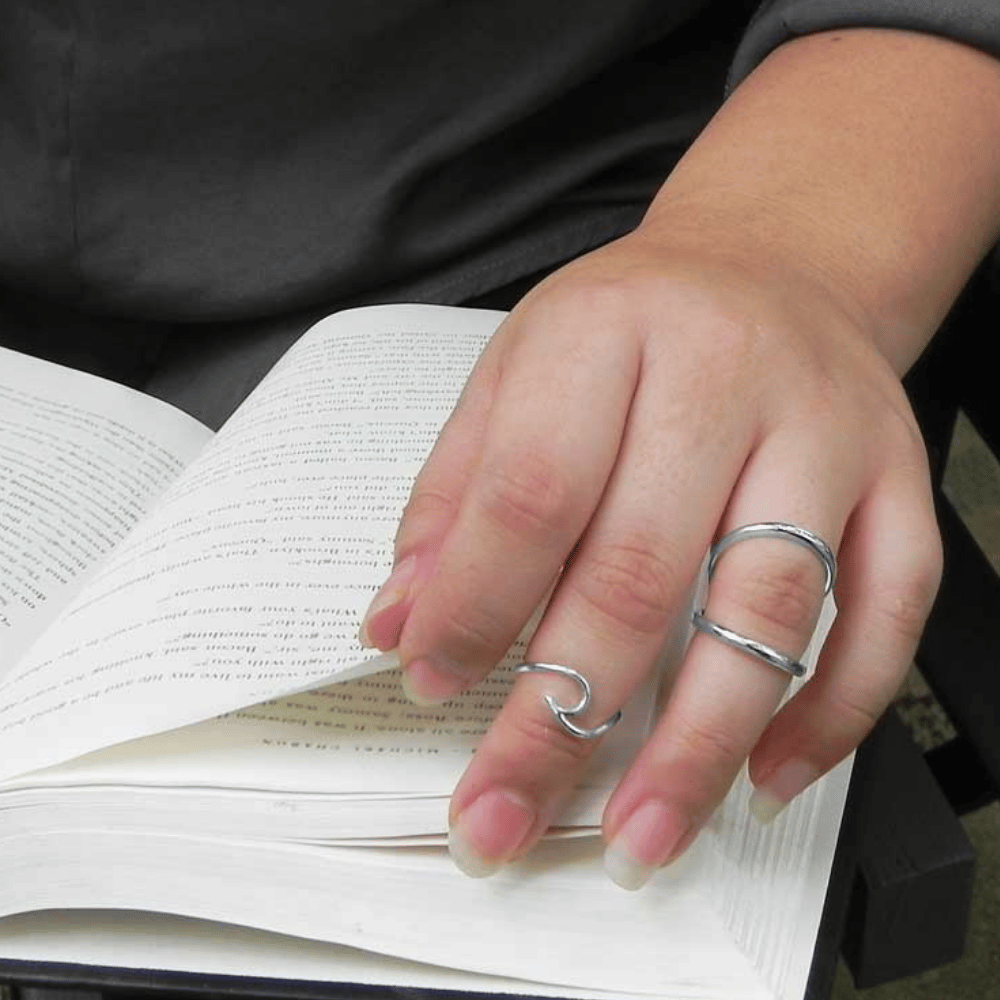 CZ Double Band Knuckle Ring - Silver
