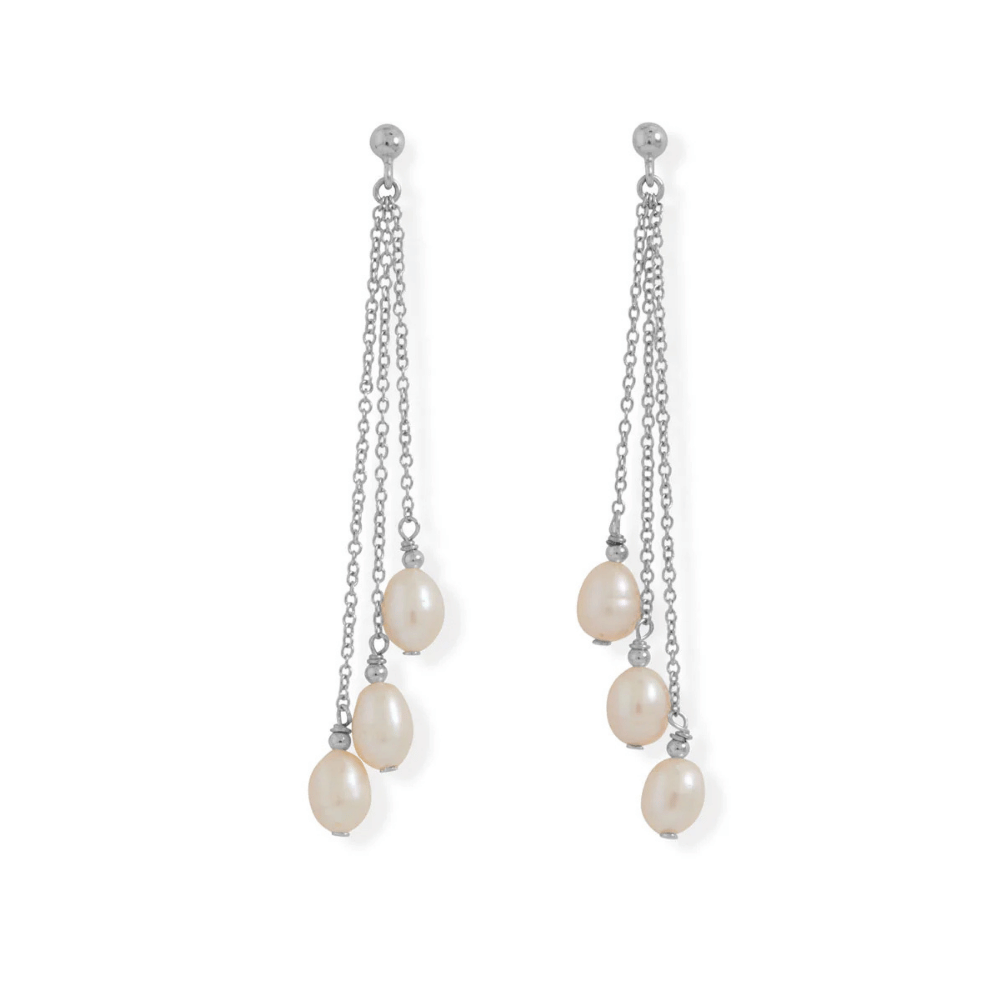 Cultured Freshwater Pearls Chain Drop Earrings
