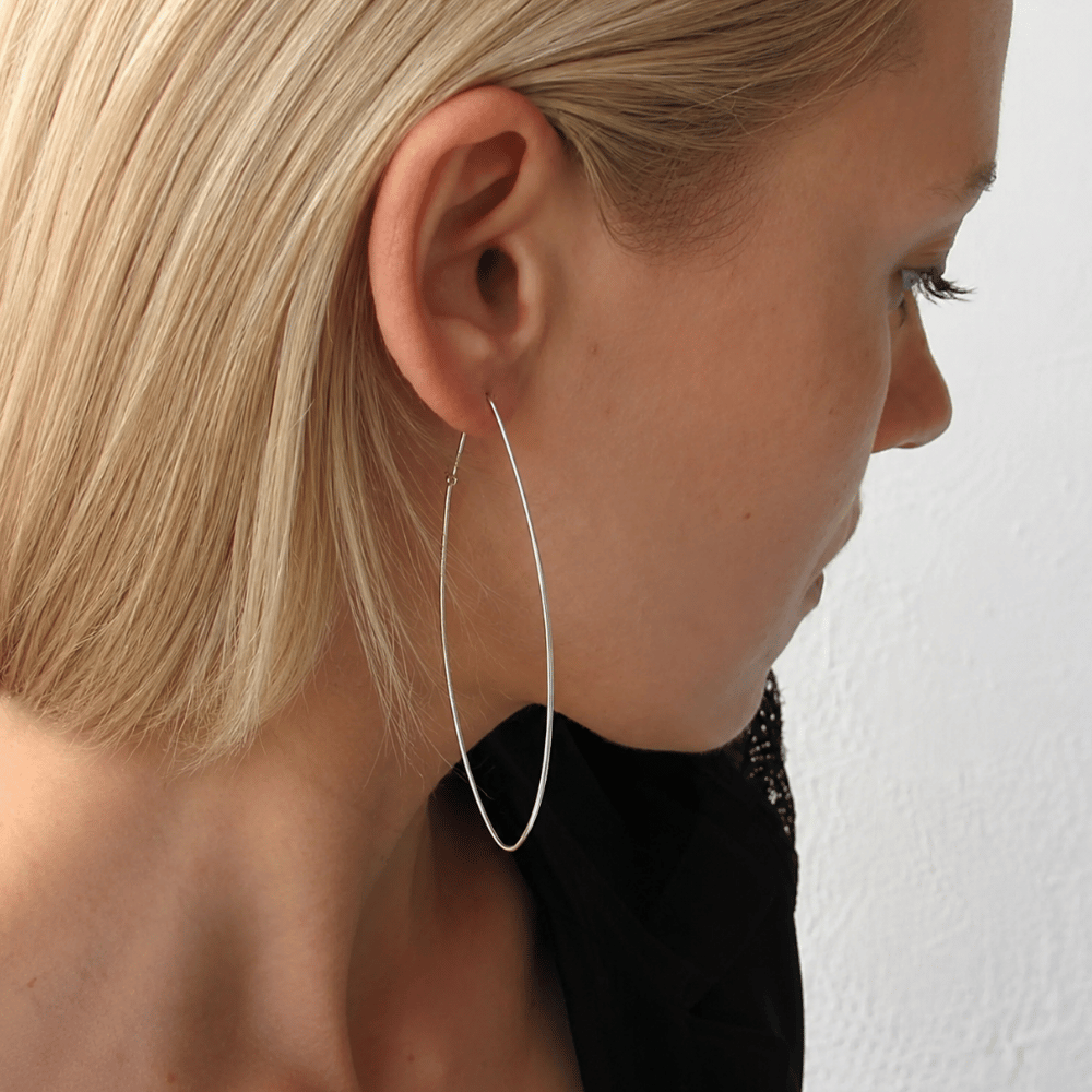 Thin Oval Wire Hoops
