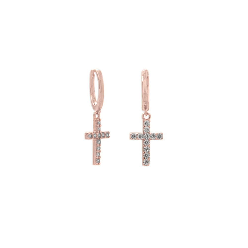 CZ Cross Hoop Earrings