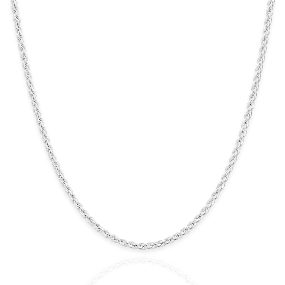925 Sterling Silver Diamond Cut Rope Chain Necklace - 1.7mm