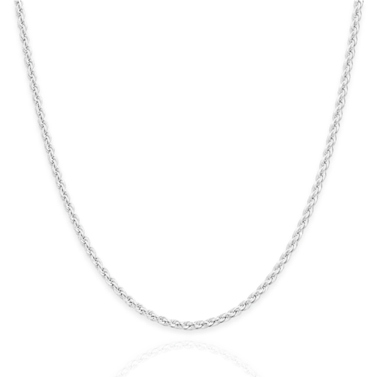 925 Sterling Silver Diamond Cut Rope Chain Necklace - 1.7mm
