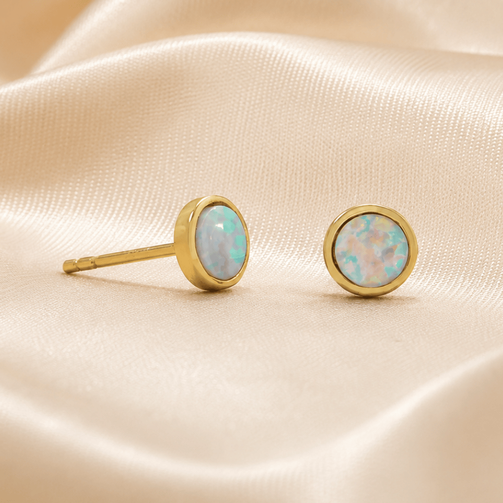 Synthetic Opal Bezel Studs