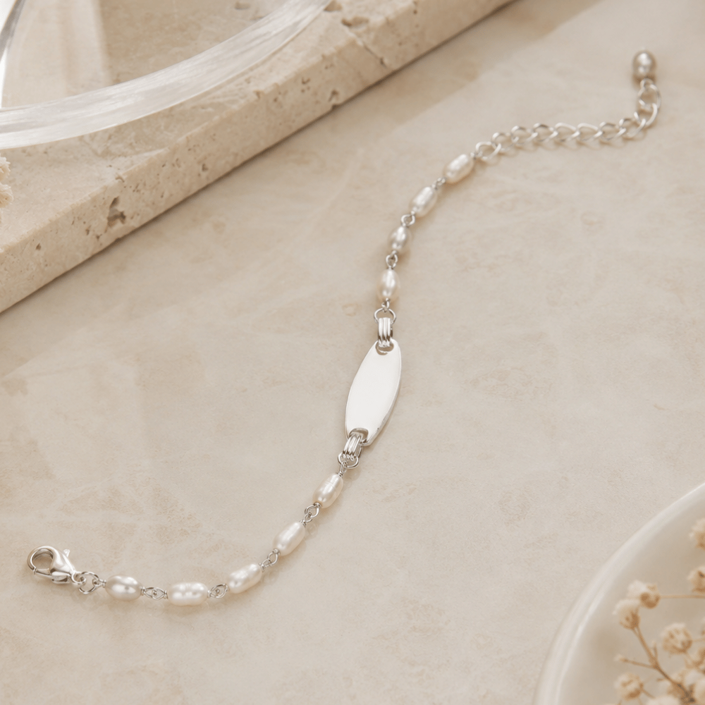 5" + 1" Cultured Freshwater Pearl ID Bracelet
